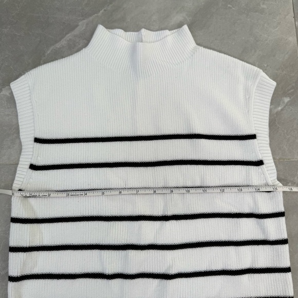 Women’s Talbots Stripe Shaker Stitch Funnel Neck Shell Mock Neck Sweater Medium - Picture 15 of 16